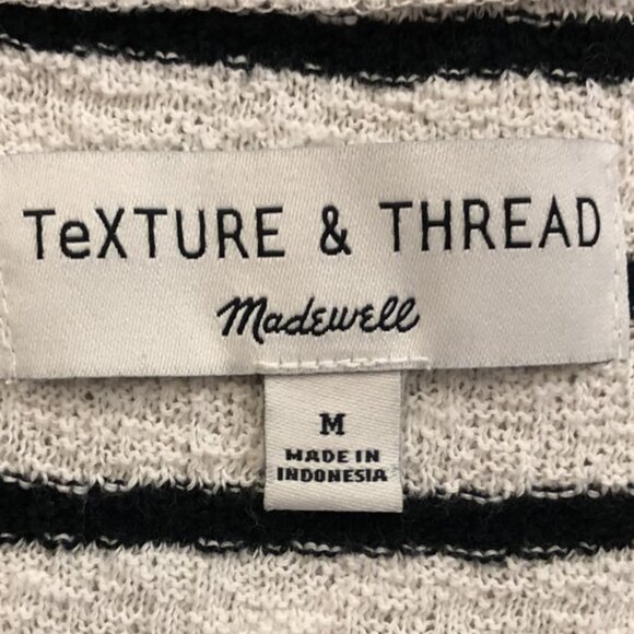 Madewell Texture & Thread Wrap Tie Top Black White Striped Short Sleeve Size M - Picture 2 of 11